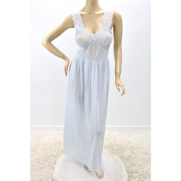 Vintage 1950s Snowdon Tailleur Long Nightgown Lace Fitted size 34 Whimsygoth - Picture 9 of 9